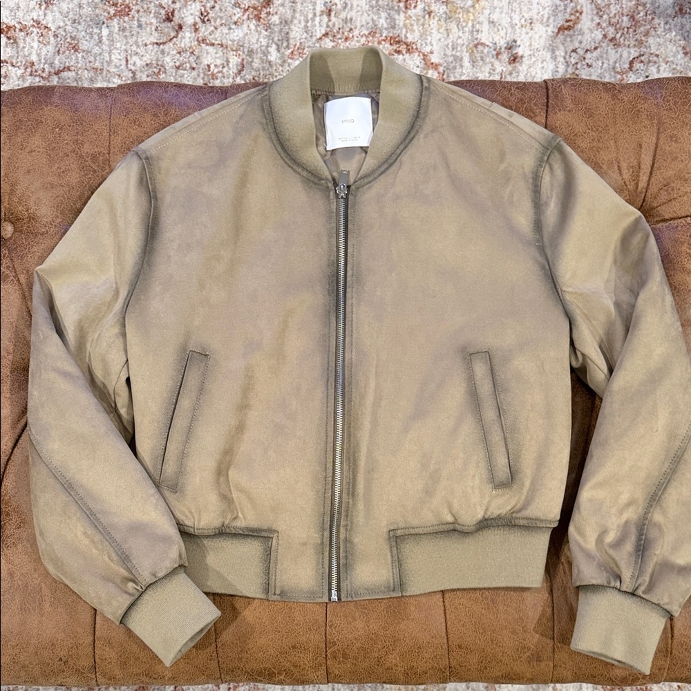Mango Light Tan/olive Bomber Jacket